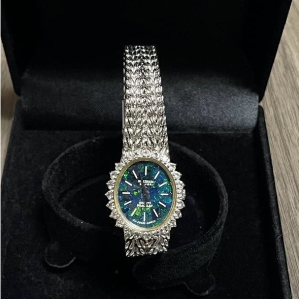 🇯🇵 Vintage Waltman Opal dial 925 Silver Women Quartz watch